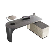 LUXORA WD1025 140/160/180cm Length Office Desk With Storage Cabinet Sintered Stone Tabletop