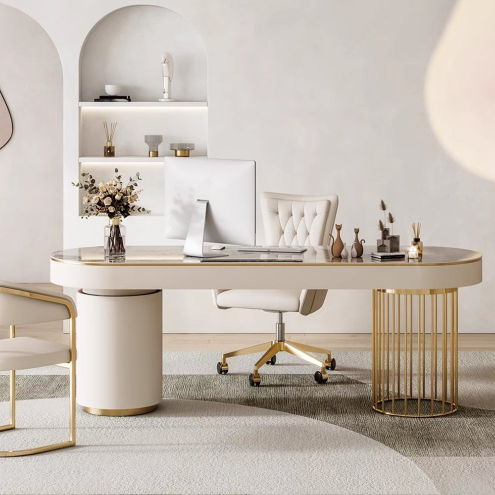 LUXORA WD1036 140/160/180cm Length Office Desk Sintered Stone Tabletop