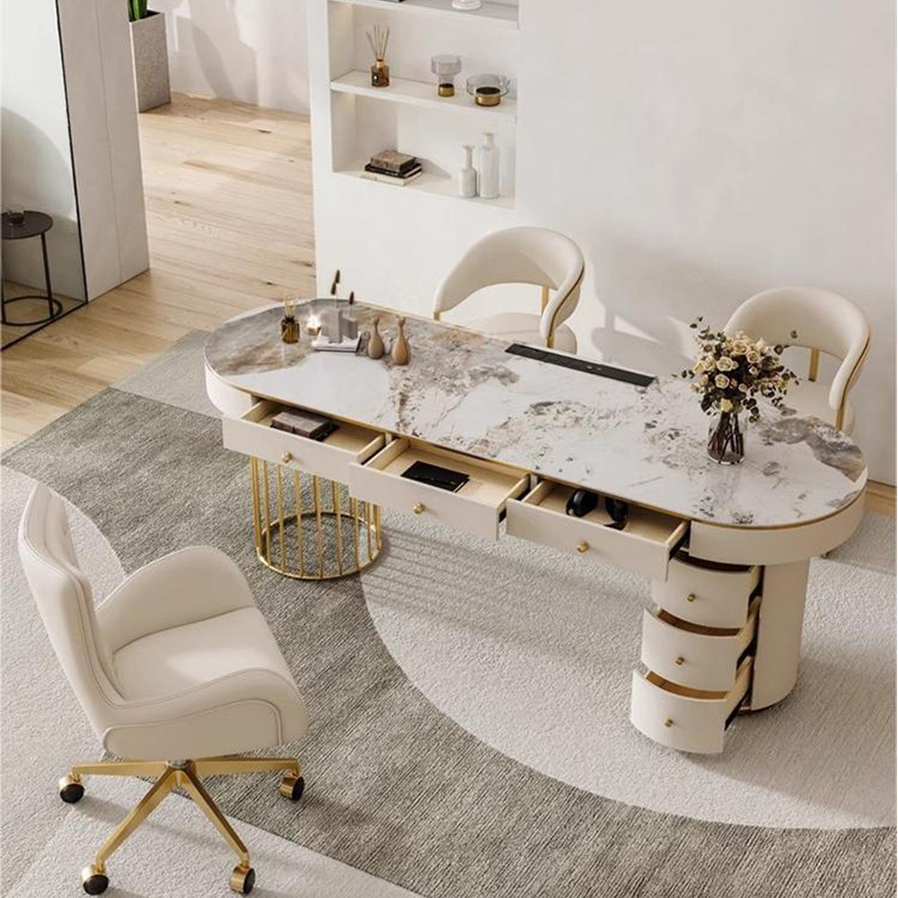 LUXORA WD1036 140/160/180cm Length Office Desk Sintered Stone Tabletop