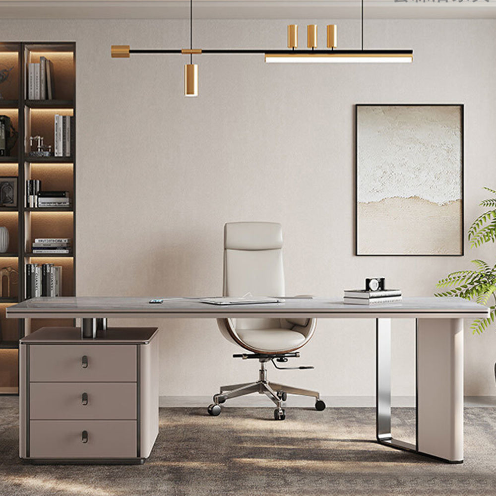 LUXORA WD1037 140/160/180cm Length Office Desk 6mm Thick Sintered Stone Tabletop