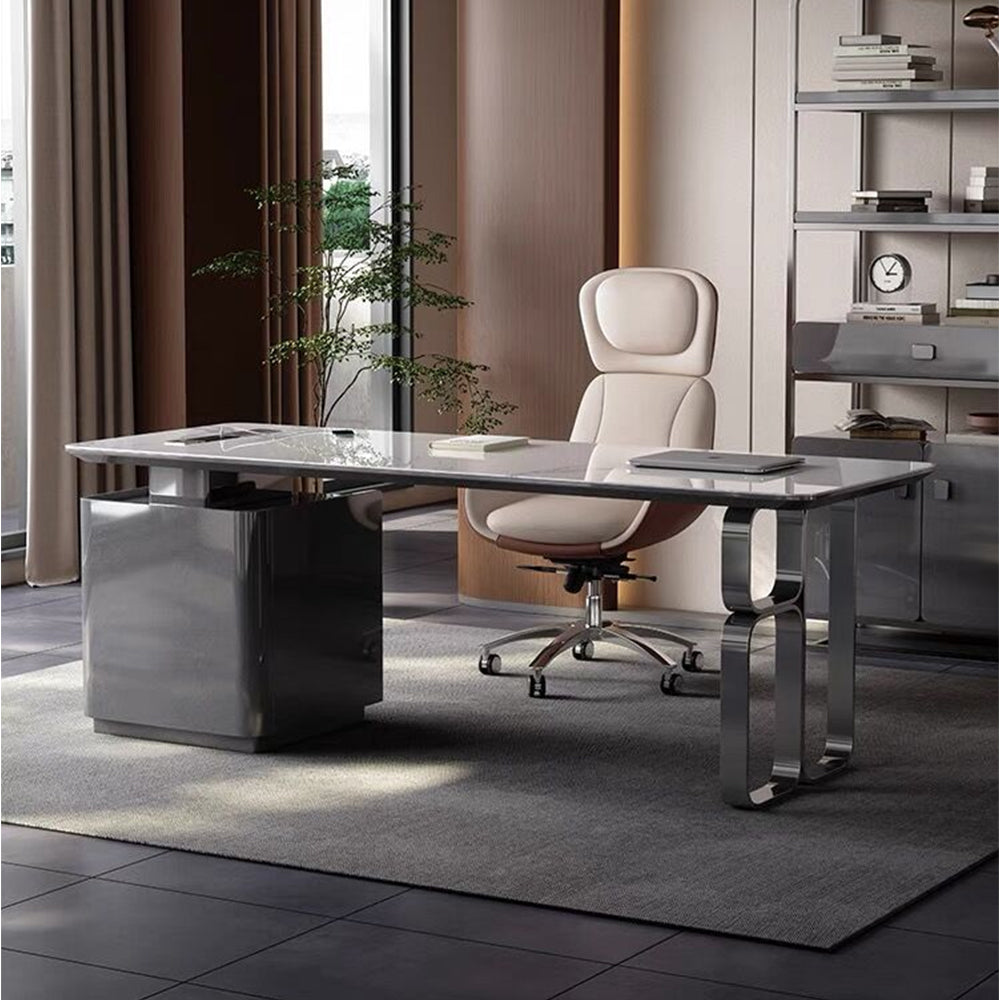LUXORA WD1038 140/180cm Length Office Desk 6mm Thick Sintered Stone Tabletop
