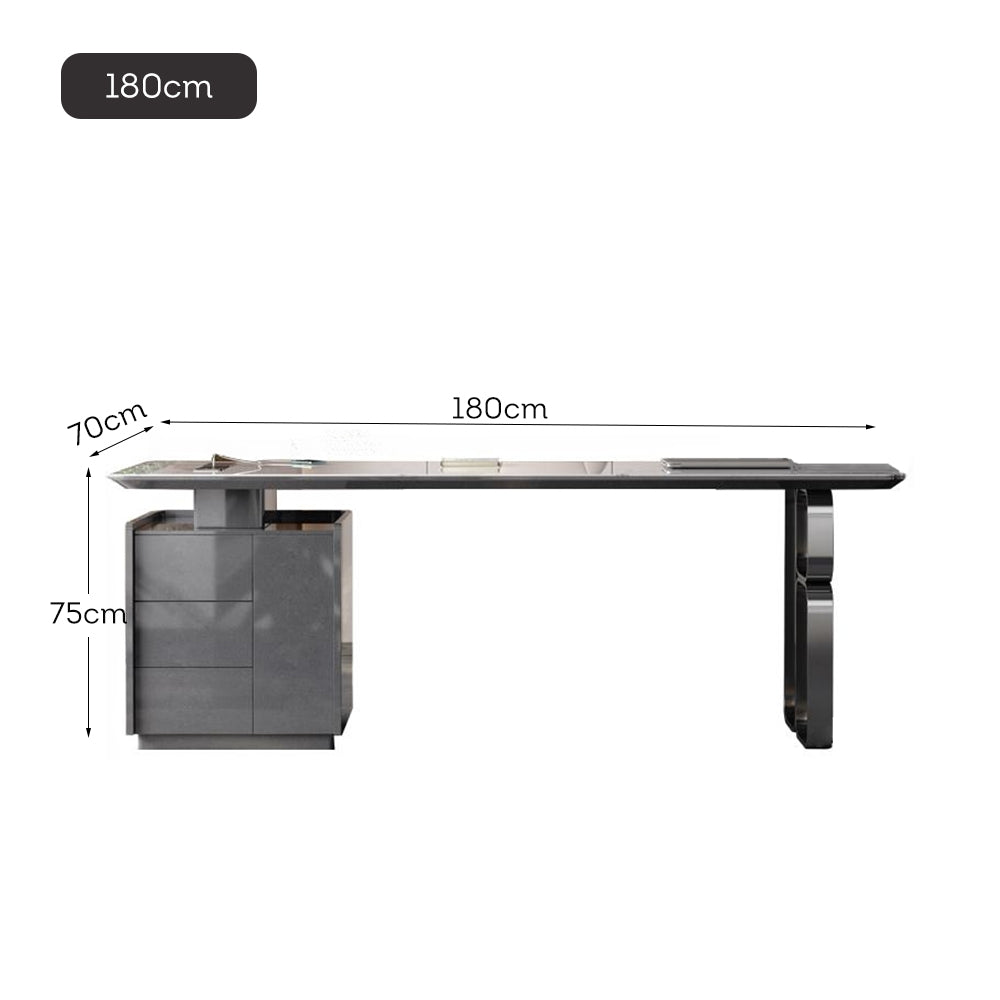 LUXORA WD1038 140/180cm Length Office Desk 6mm Thick Sintered Stone Tabletop