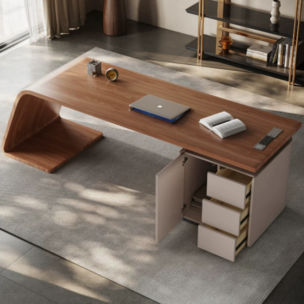 LUXORA WD1039 140/160/180/200cm Length Office Desk With Storage Cabinet