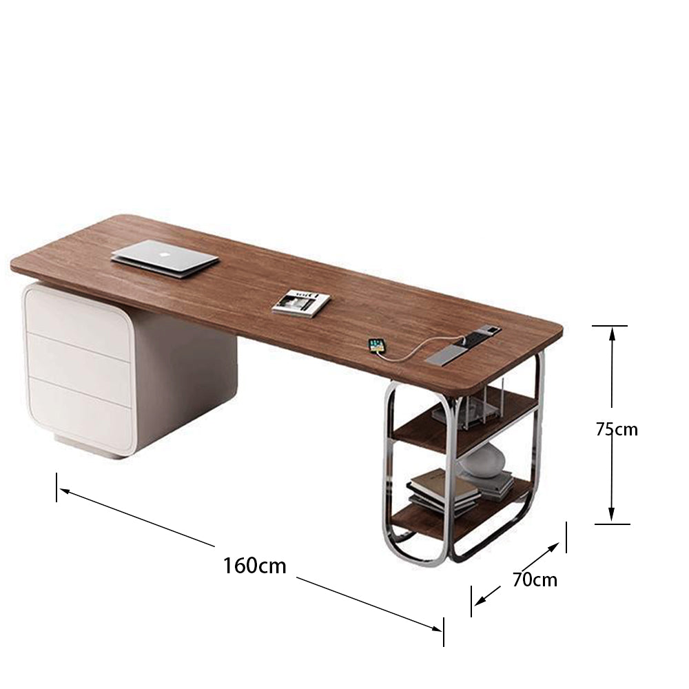 LUXORA WD1047 140/160/180cm Minimalist Style Walnut-Colored Solid Wood Desk