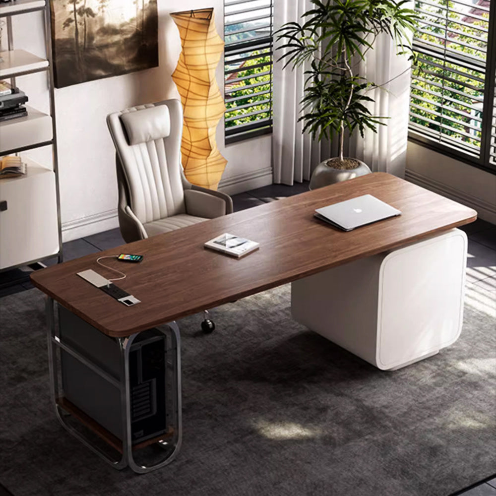 LUXORA WD1047 140/160/180cm Minimalist Style Walnut-Colored Solid Wood Desk