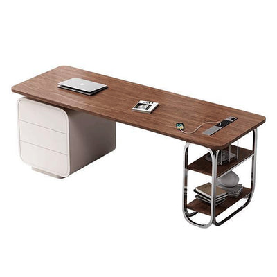 LUXORA WD1047 140/160/180cm Minimalist Style Walnut-Colored Solid Wood Desk