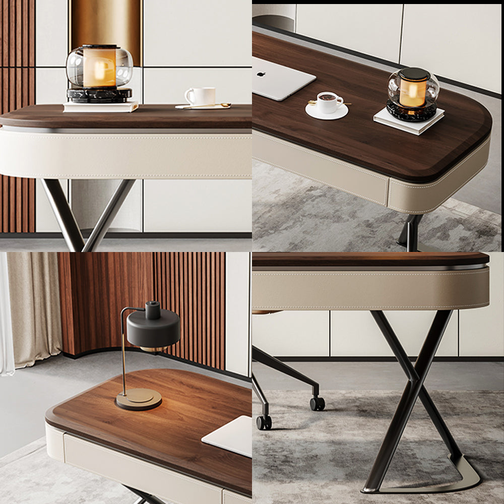 LUXORA WD1054 140/160/180cm Light Luxury Style Solid Wood Desk