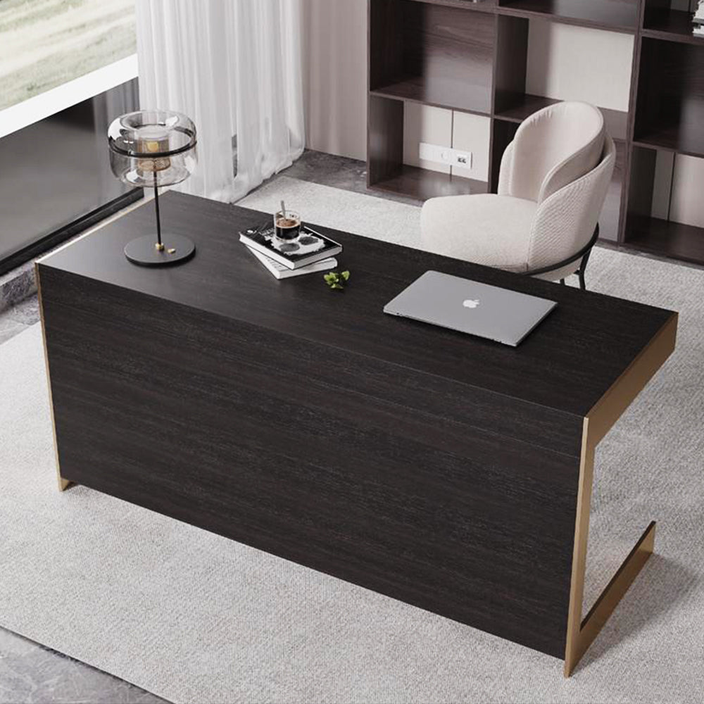 LUXORA WD1057 140/160cm Light Luxury Style Smoked-Colored Solid Wood Desk