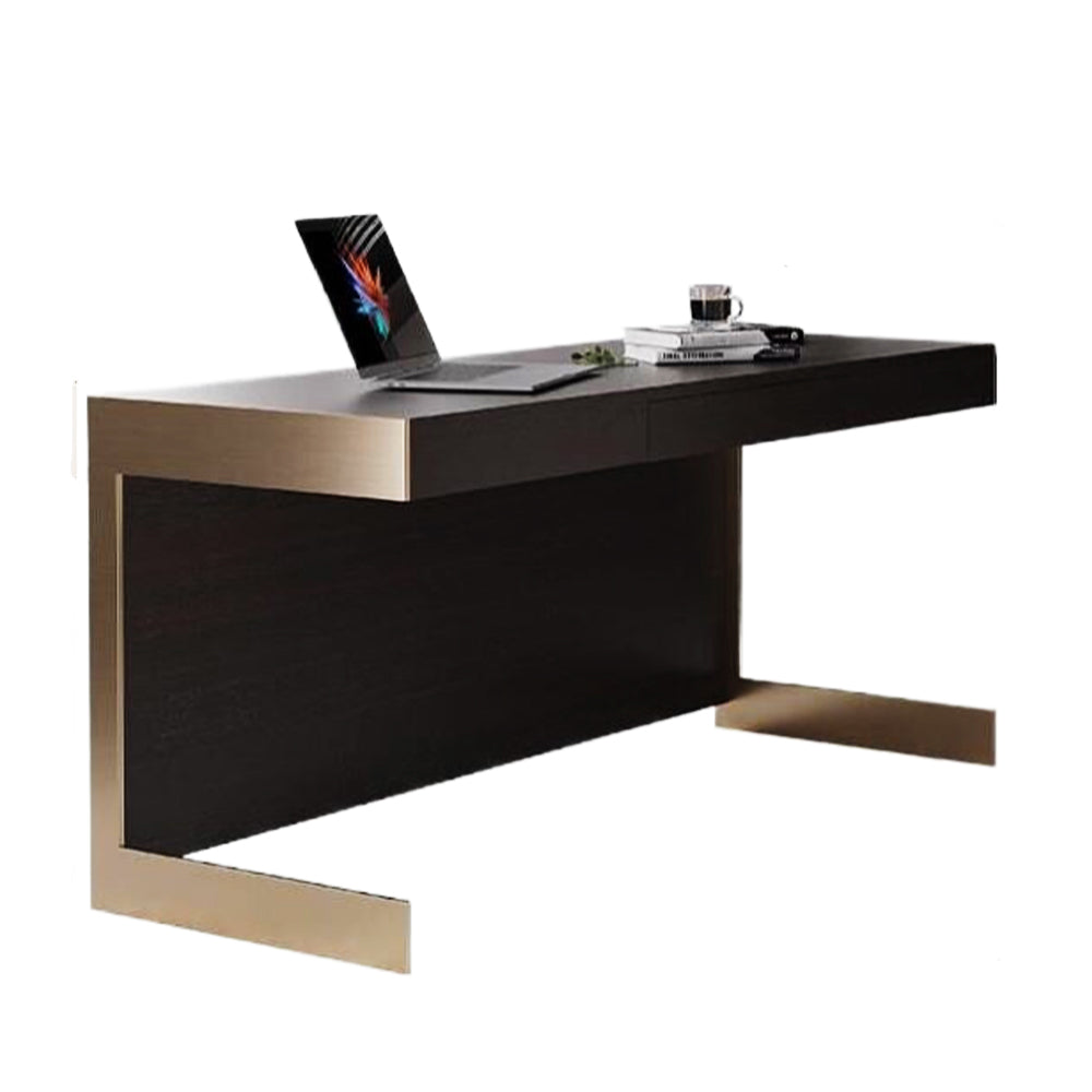 LUXORA WD1057 140/160cm Light Luxury Style Smoked-Colored Solid Wood Desk