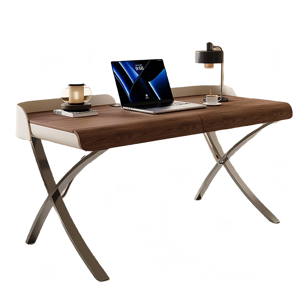 LUXORA WD1059 120/140/160/180cm Light Luxury Style Walnut Color Solid Wood Desk