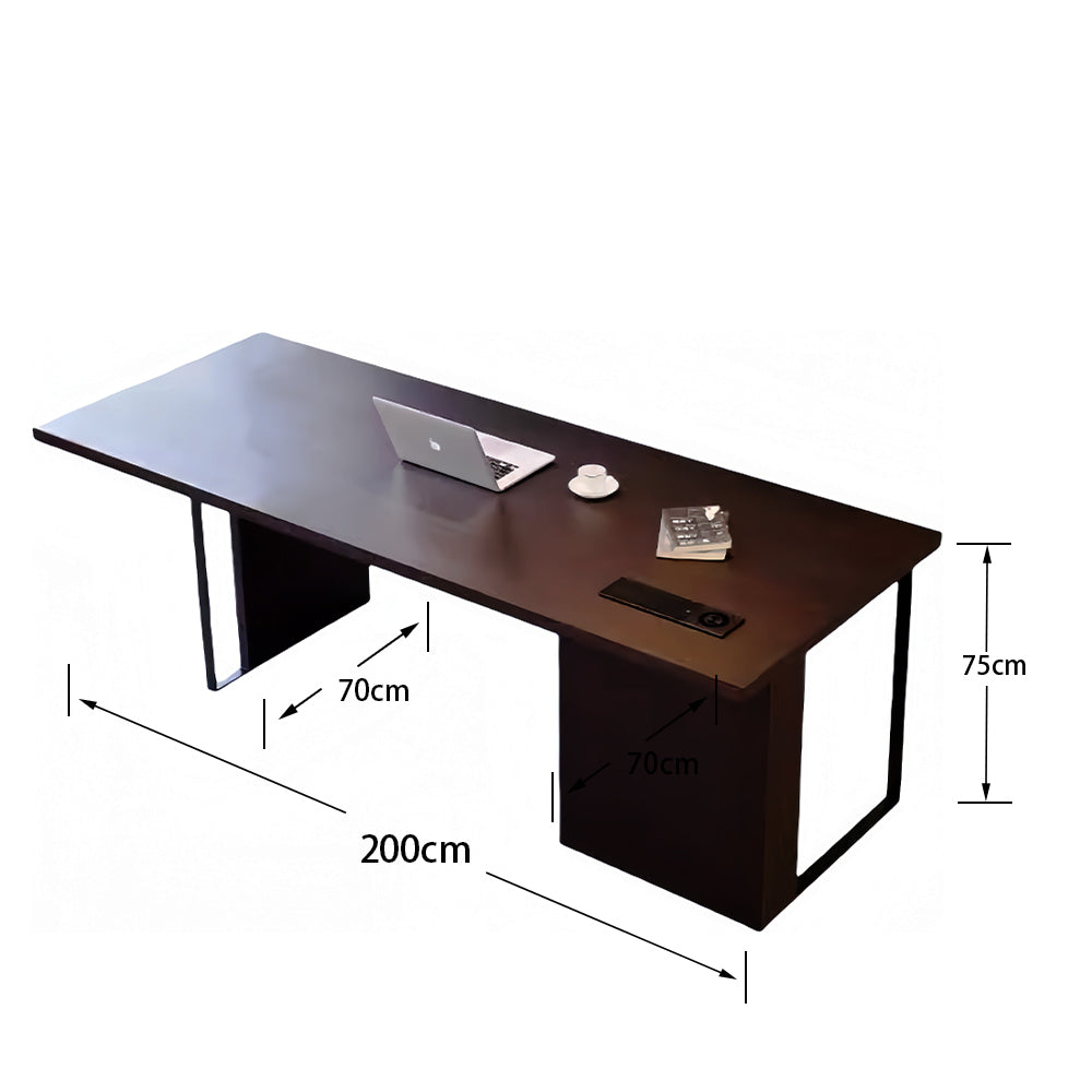 LUXORA WD1060 140/160/180/200cm Light Luxury Style Smoked-Colored Solid Wood Desk