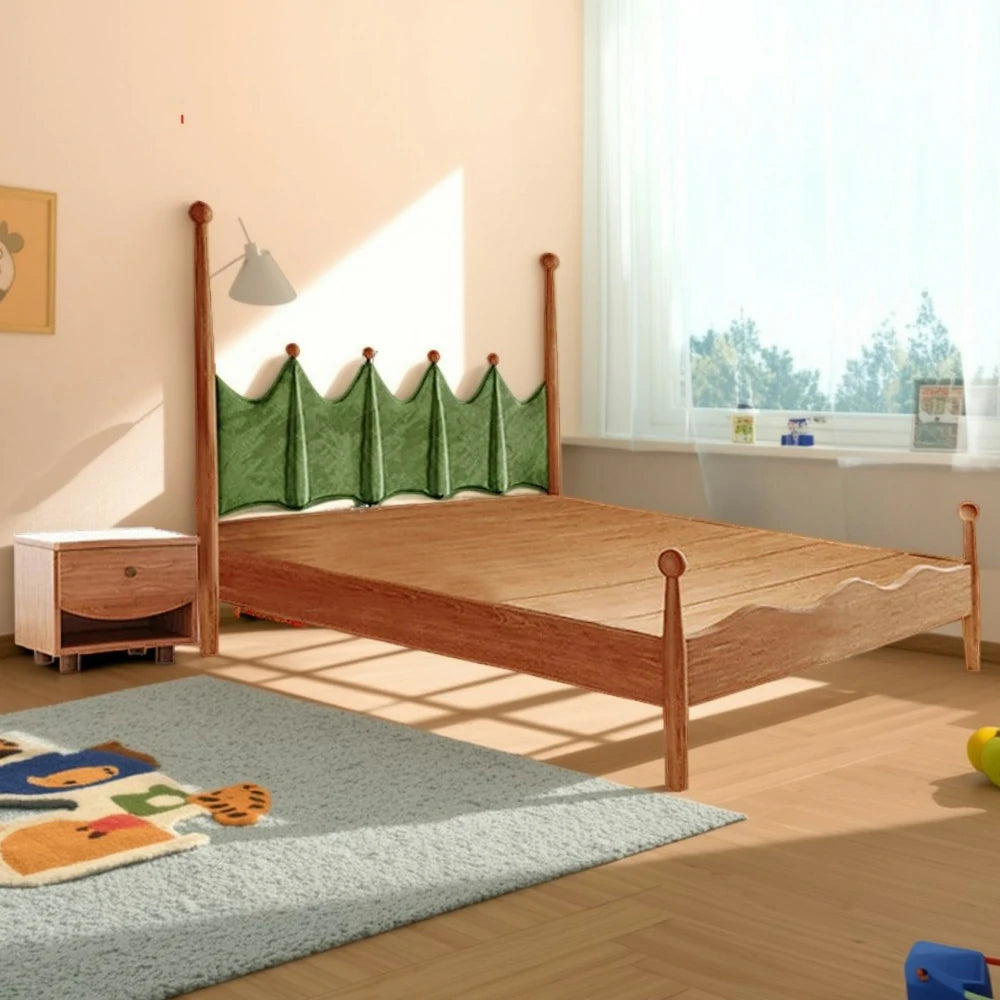 LUXORA 120/135/150/180cm Solid Wood Green Grass Children'S Bed