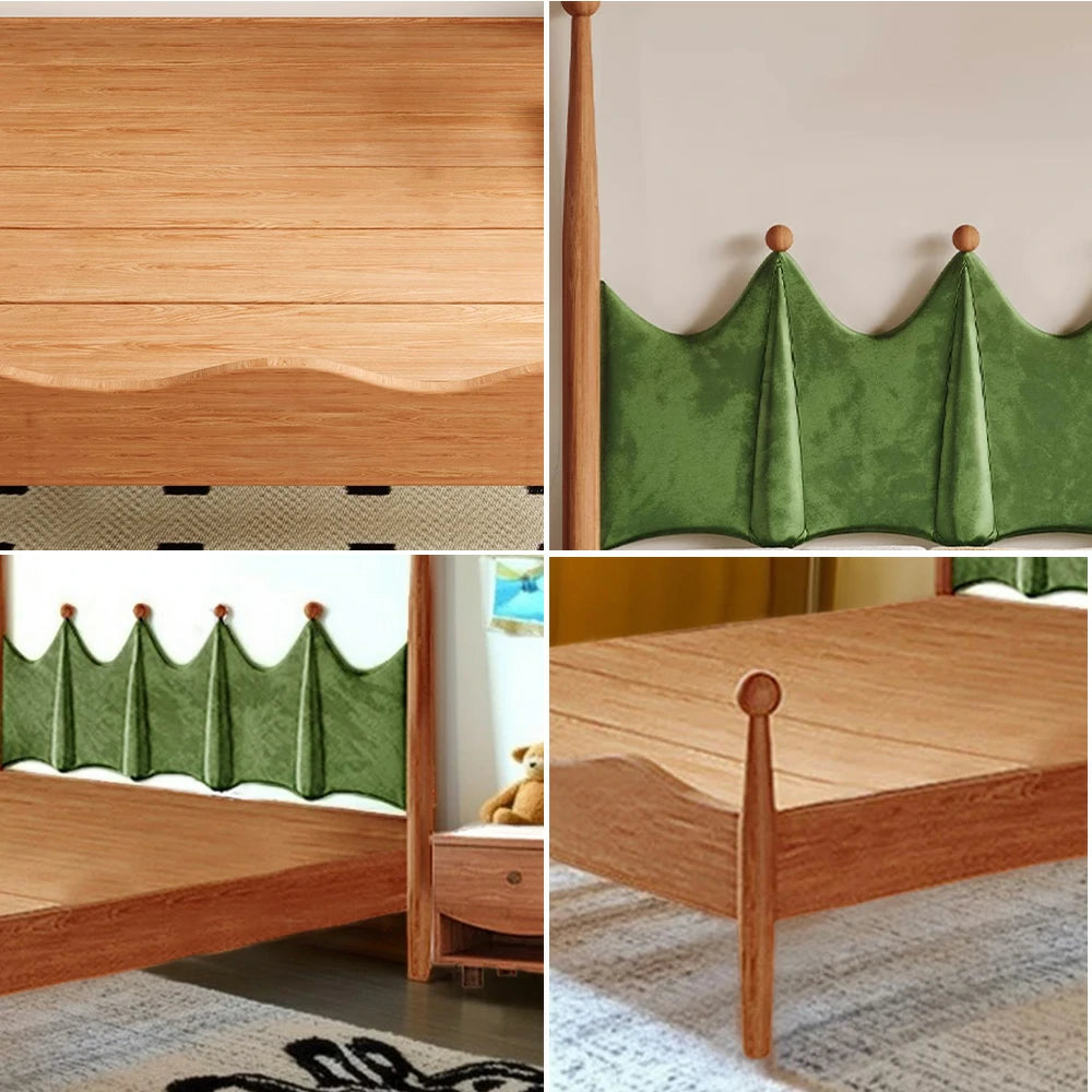 LUXORA 120/135/150/180cm Solid Wood Green Grass Children'S Bed