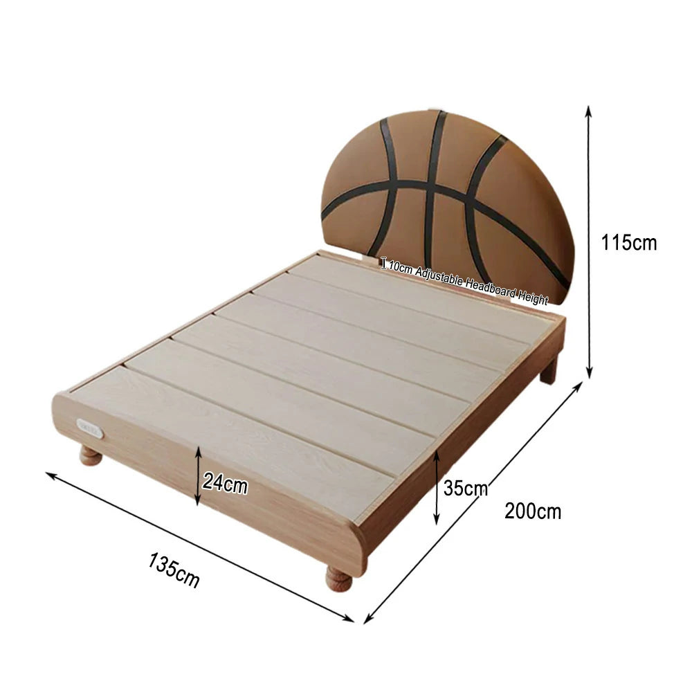 LUXORA 120/135/150/180cm Solid Wood Frame Children'S Basketball Bed
