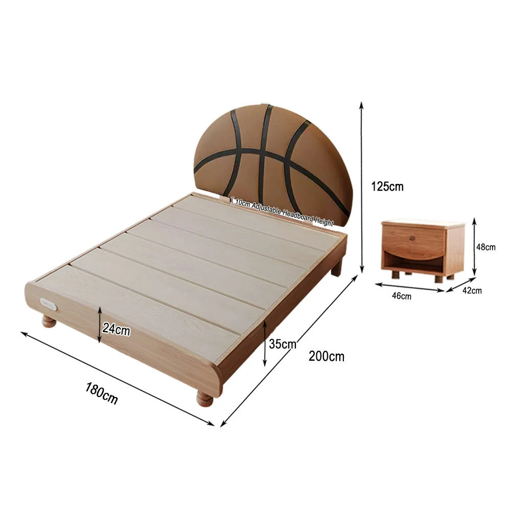 LUXORA 120/135/150/180cm Solid Wood Frame Children'S Basketball Bed