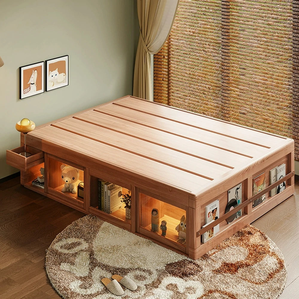 LUXORA 120/135/150Cm Solid Wood Frame Children'S Treasure Box Bed Can Be Stored