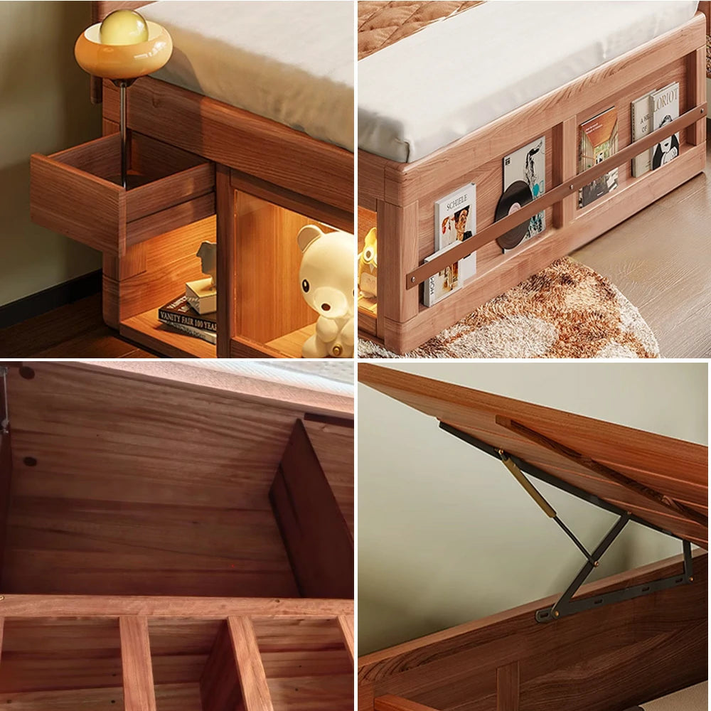 LUXORA 120/135/150Cm Solid Wood Frame Children'S Treasure Box Bed Can Be Stored