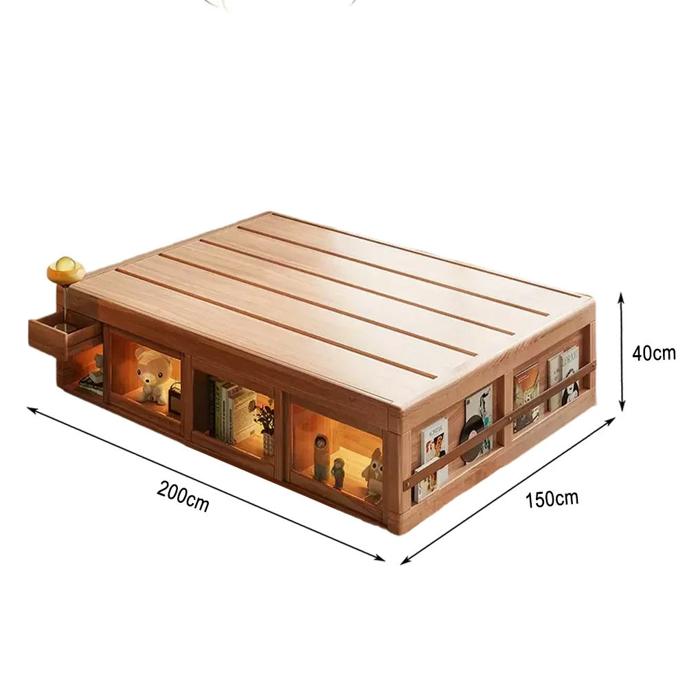 LUXORA 120/135/150Cm Solid Wood Frame Children'S Treasure Box Bed Can Be Stored