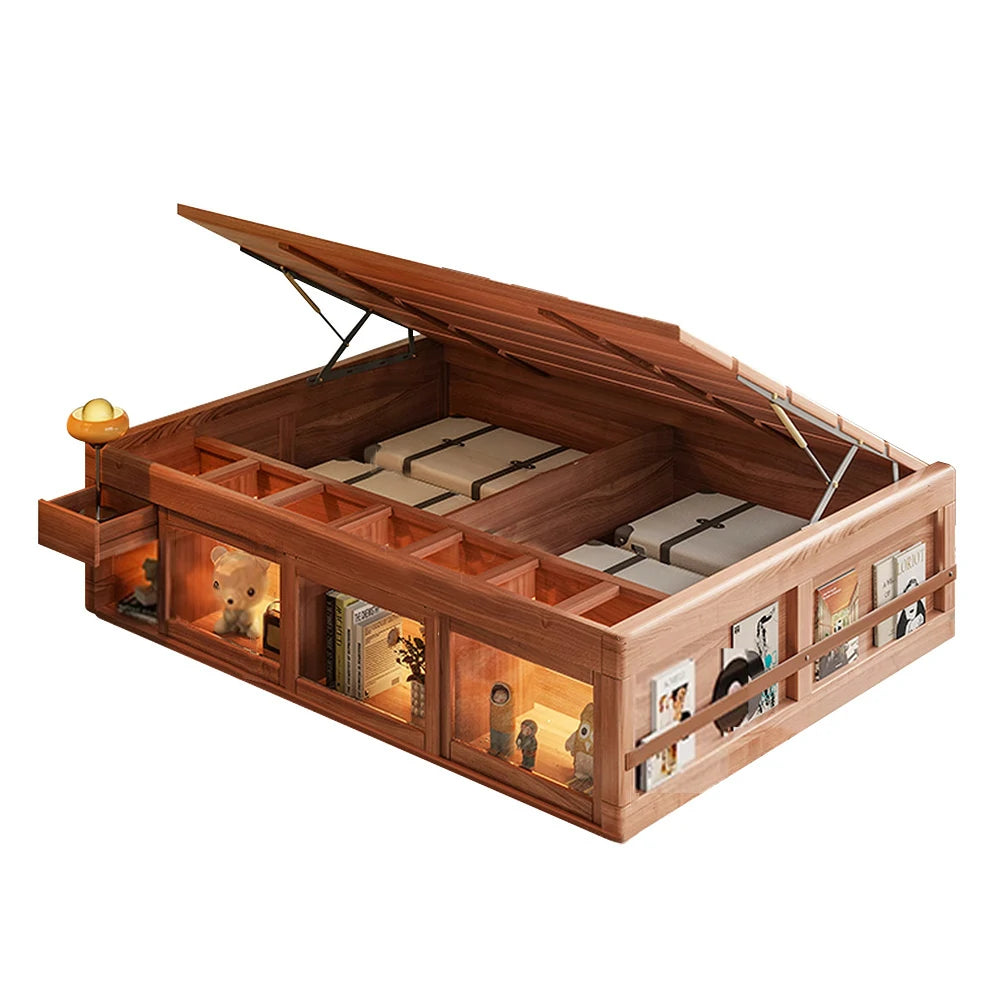 LUXORA 120/135/150Cm Solid Wood Frame Children'S Treasure Box Bed Can Be Stored