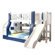 LUXORA 120/135/150/180cm Solid Wood Frame Bunk Bed Slide - Blue