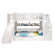 LUXORA 120/135/150/180cm Solid Wood Frame Bunk Bed Slide - White