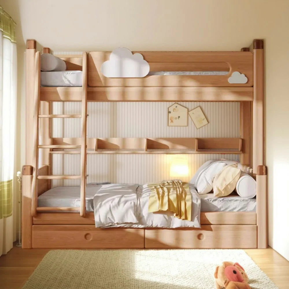 LUXORA 120/135/150/180cm Solid Wood Frame Bunk Bed Climbing Stairs/Slide