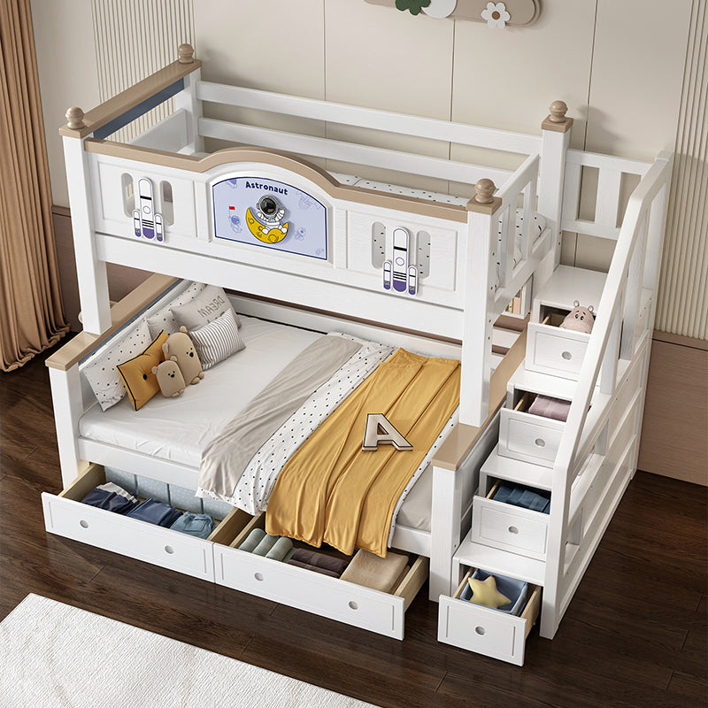 LUXORA CR 120/135/150/160/180cm Cherry Wood Bunk Bed with Staircase Storage Eco-Friendly Solid Wood Kids' Bed with Water-Based Paint