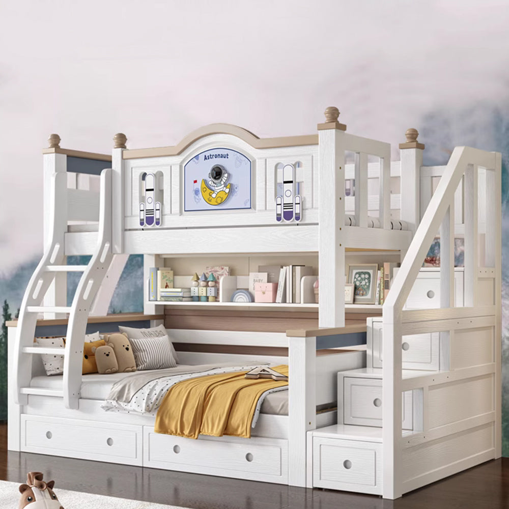 LUXORA 120/135/150/160/180cm Solid Wood Frame Bunk Bed with Two Mattresses Double Ladders, Installation Included