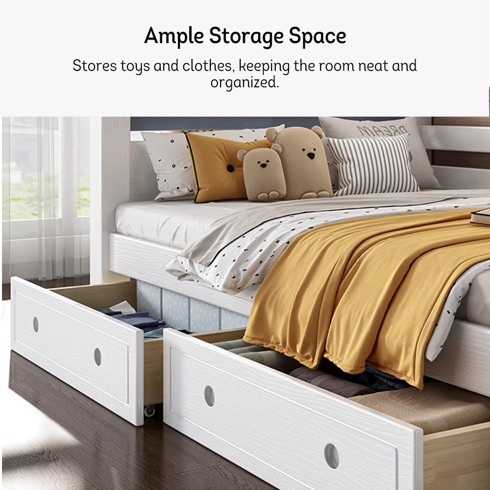 LUXORA 120/135/150/160/180cm Solid Wood Frame Bunk Bed with Two Mattresses Double Ladders, Installation Included