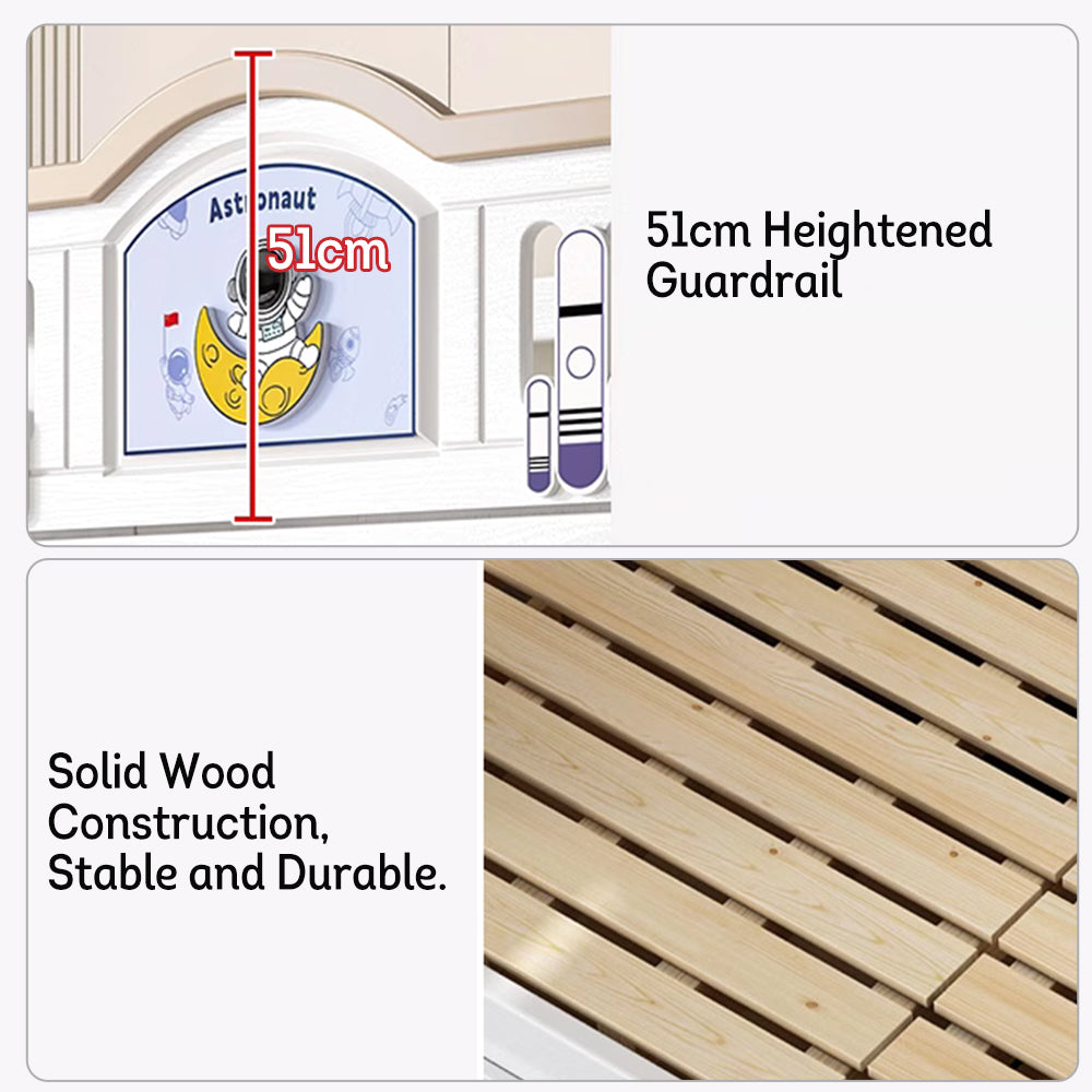 LUXORA 120/135/150/160/180cm Solid Wood Frame Bunk Bed with Two Mattresses Double Ladders, Installation Included
