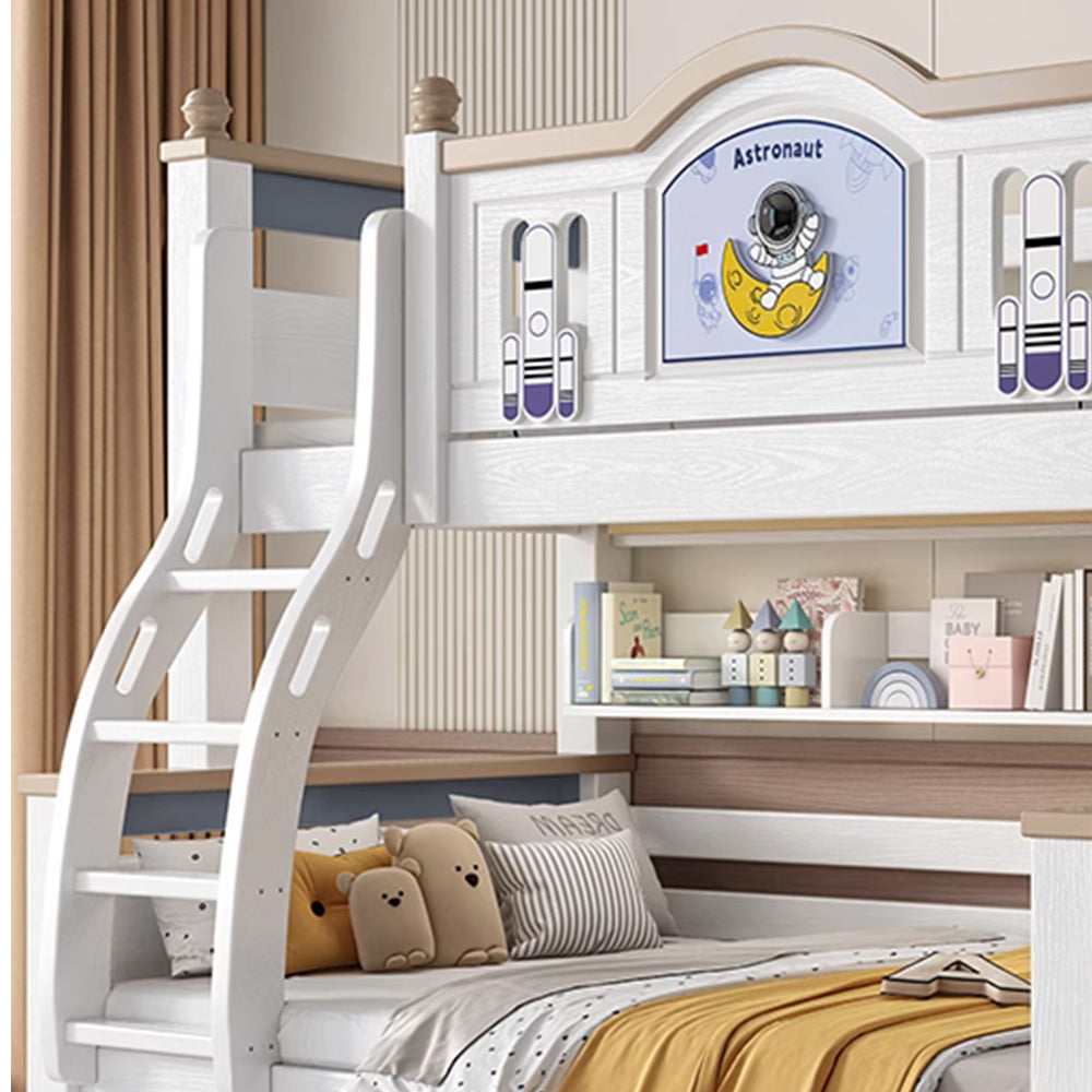 LUXORA 120/135/150/160/180cm Solid Wood Frame Bunk Bed with Two Mattresses Double Ladders, Installation Included