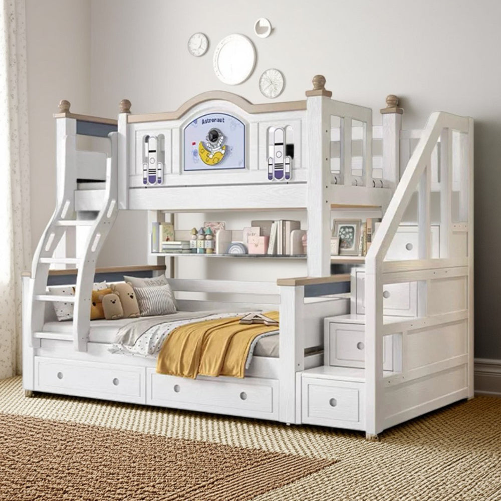 LUXORA 120/135/150/160/180cm Solid Wood Frame Bunk Bed with Two Mattresses Double Ladders