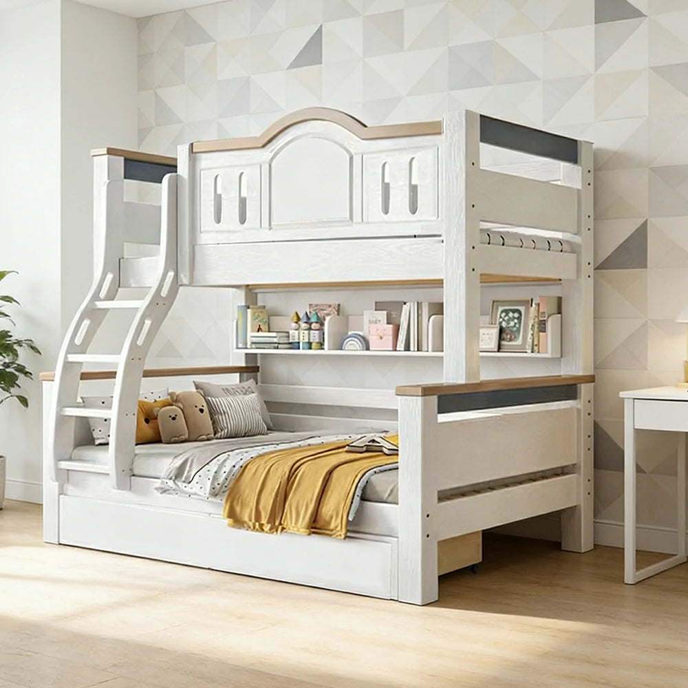 LUXORA ER 120/135/150/160/180cm Straight Ladder Bunk Bed - Solid Cherry Wood Children's Bed with Eco-Friendly Water-Based Paint, Installation Included