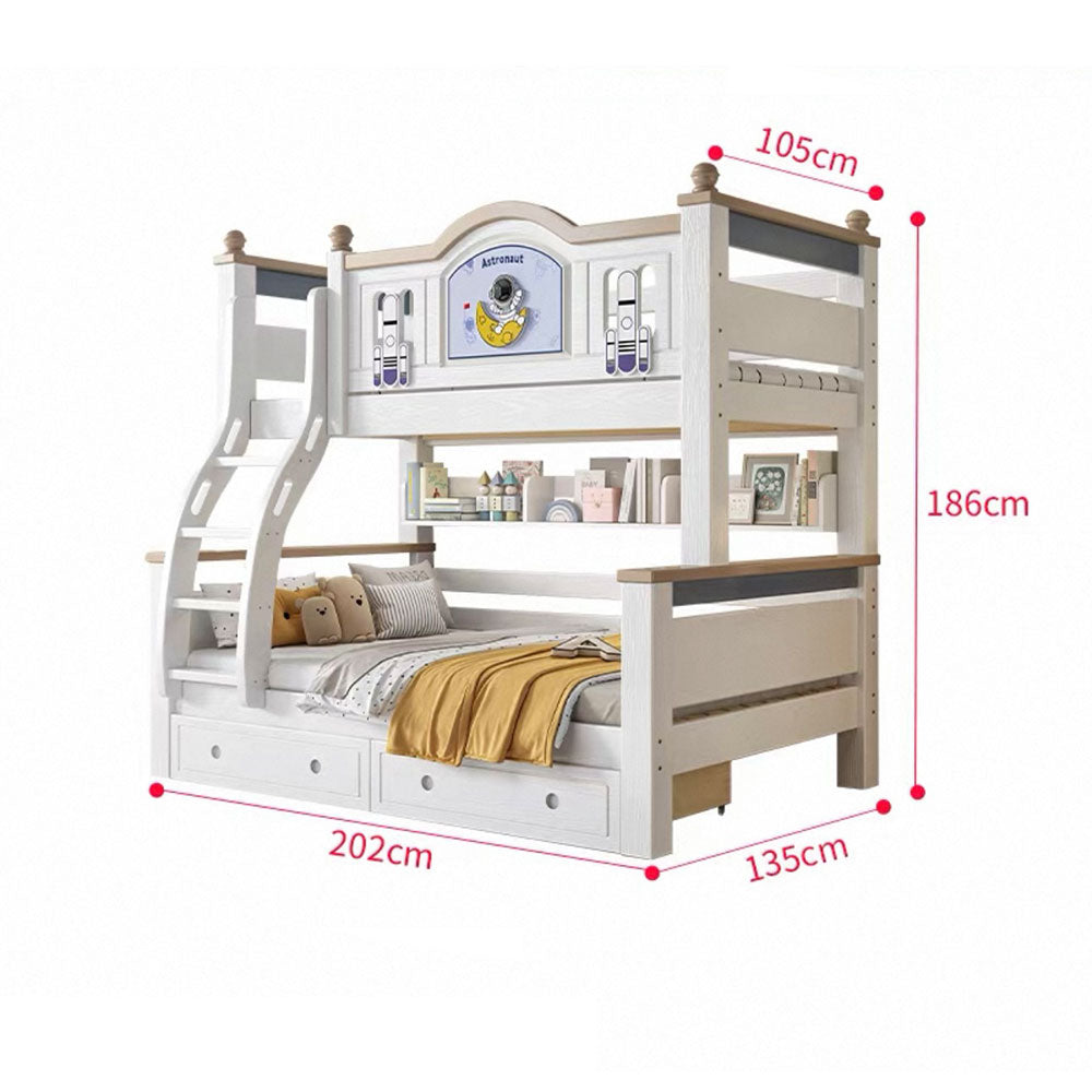LUXORA ER 120/135/150/160/180cm Straight Ladder Bunk Bed - Solid Cherry Wood Children's Bed with Eco-Friendly Water-Based Paint, Installation Included