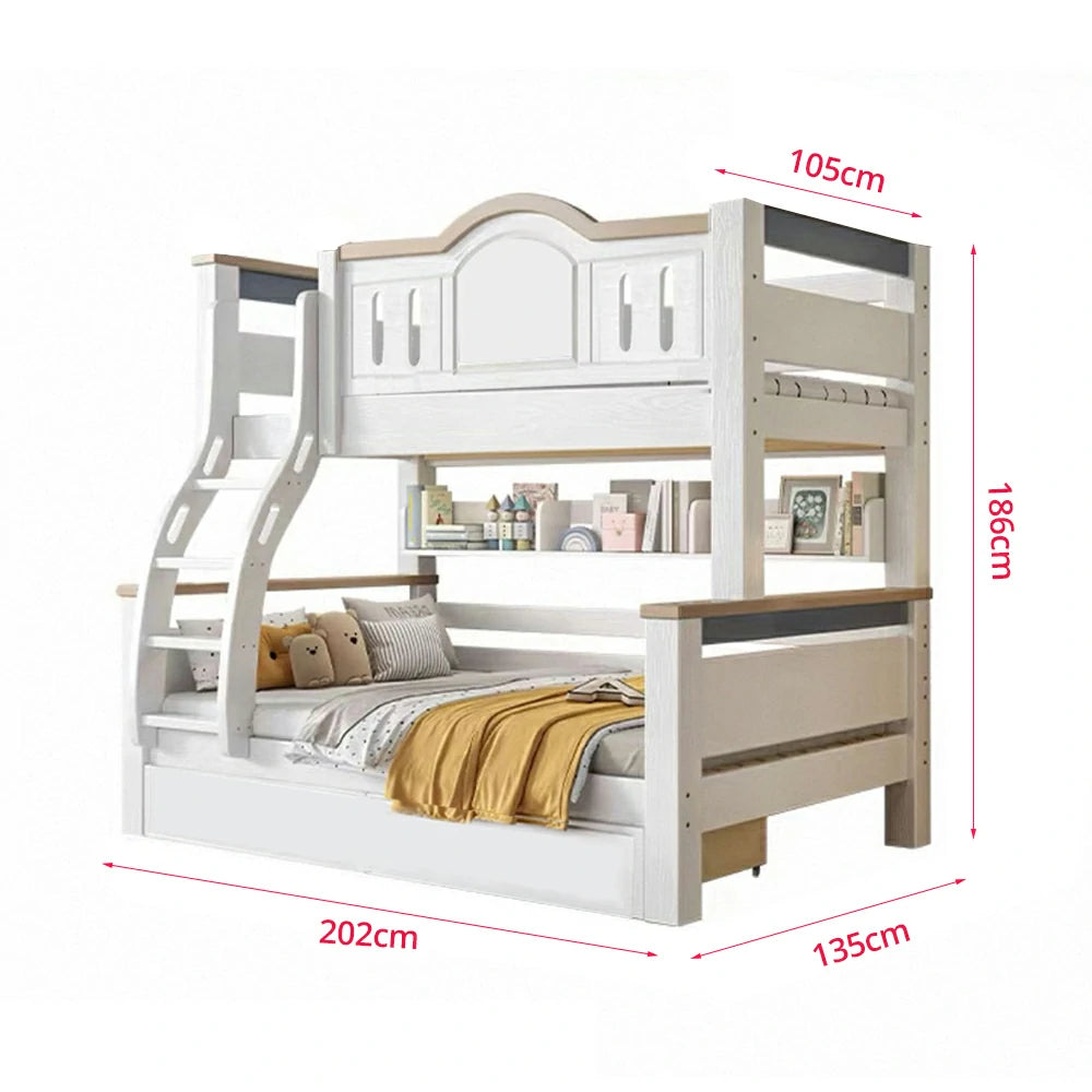 LUXORA ER 120/135/150/160/180cm Straight Ladder Bunk Bed - Solid Cherry Wood Children's Bed with Eco-Friendly Water-Based Paint, Installation Included
