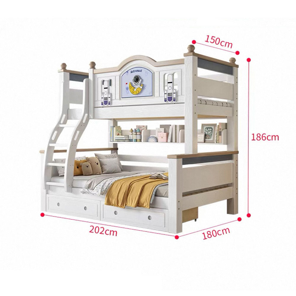 LUXORA ER 120/135/150/160/180cm Straight Ladder Bunk Bed - Solid Cherry Wood Children's Bed with Eco-Friendly Water-Based Paint, Installation Included