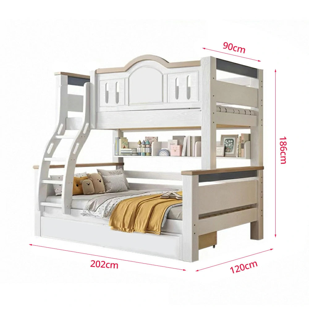 LUXORA ER 120/135/150/160/180cm Straight Ladder Bunk Bed - Solid Cherry Wood Children's Bed with Eco-Friendly Water-Based Paint, Installation Included