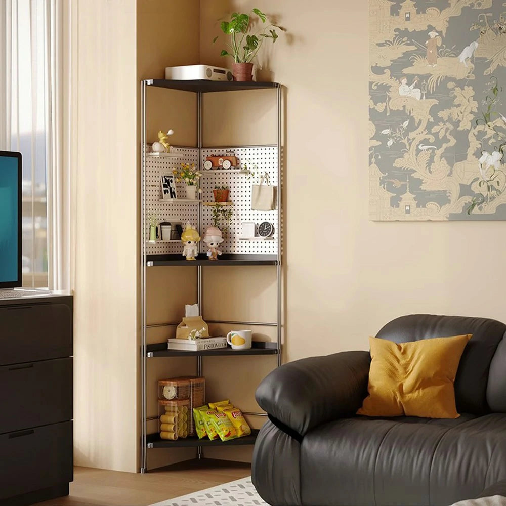 LIVARA 1120B Solid Wood Corner Storage Rack – Five-Tier Bookshelf, Eco-friendly Rubberwood, Compact Design