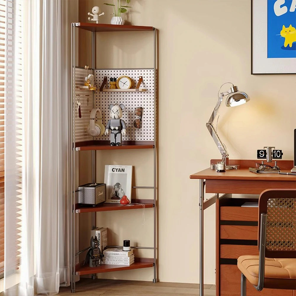 LIVARA 1120B Solid Wood Corner Storage Rack – Five-Tier Bookshelf, Eco-friendly Rubberwood, Compact Design