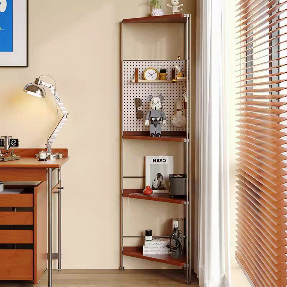 LIVARA 1120B Solid Wood Corner Storage Rack – Five-Tier Bookshelf, Eco-friendly Rubberwood, Compact Design