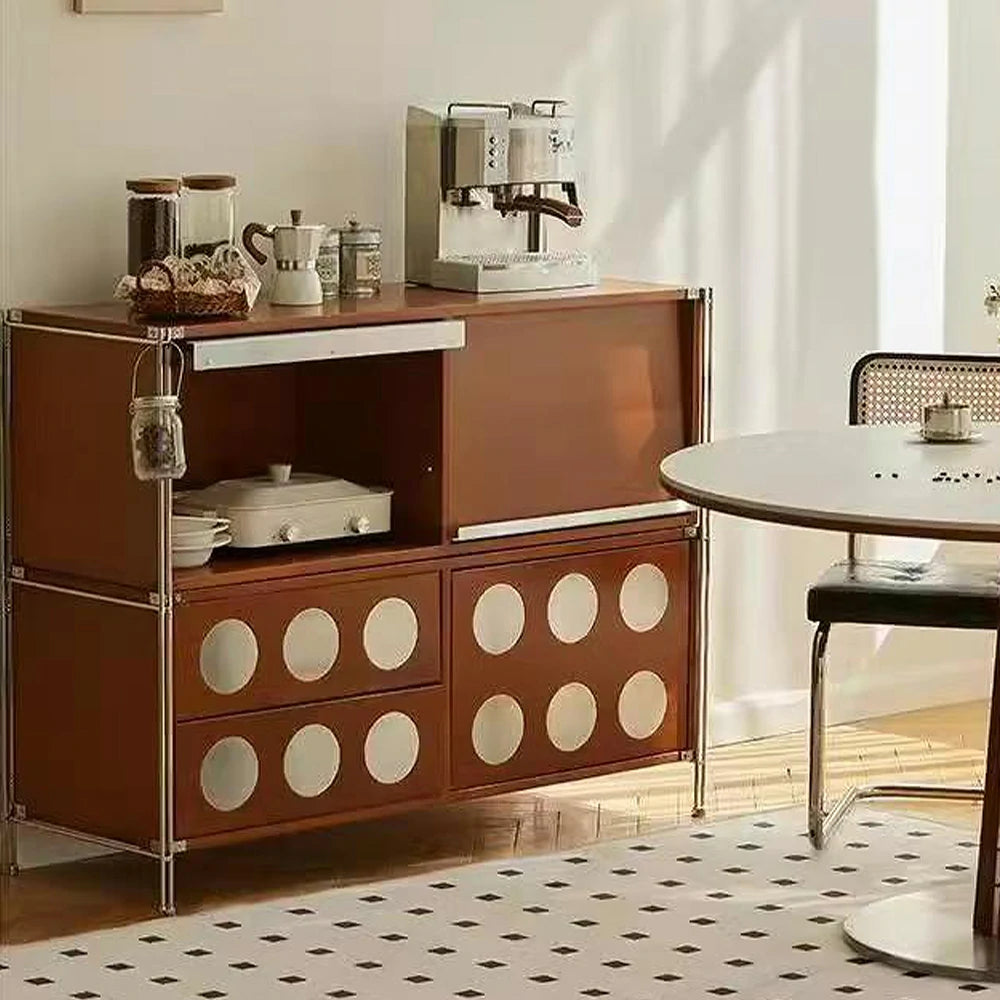 LIVARA 1152 Solid Wood Corner Storage Cabinet, Flip-Up Doors & Press-to-Open Drawers - Wood