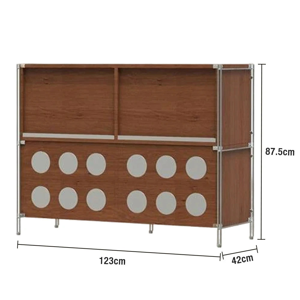 LIVARA 1152 Solid Wood Corner Storage Cabinet, Flip-Up Doors & Press-to-Open Drawers - Wood