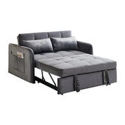 LIVARA 117 Convertible Velvet Sofa Bed, Adjustable Backrest, Built-in USB Charging Port, Twin Size Sleeper, Modern Small-Space Design - Grey