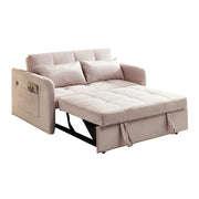 LIVARA 117P Convertible Velvet Sofa Bed, Adjustable Backrest, Built-in USB Charging Port, Twin Size Sleeper, Modern Small-Space Design - Pink