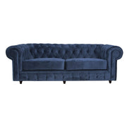 IVARA 164 Velvet 2-Seater Sofa 80cm Rolled Arms, Deep Button Tufting, Solid Timber Frame, Classic Chesterfield Design, Modern Elegance - Blue