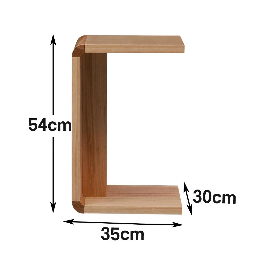 LIVARA 403 Messmate Veneer C-Shaped Side Table, Minimalist Bedside or Sofa Coffee Table, Light Timber Finish - Light Wood
