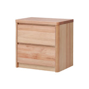 LIVARA 422 Bedside Table, Tasmanian Oak, Handle-Free Design, Two Drawers, Rounded Edges, Minimalist Scandinavian Style, Natural Finish
