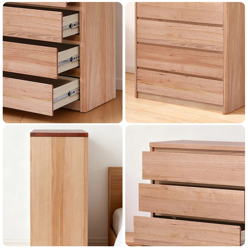LIVARA 423 Tallboy in Tasmanian Oak with Five Drawers, Handle-Free Design, Rounded Edges and Natural Finish