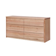 LIVARA 424 Dresser, Tasmanian Oak, Six Drawers, Handle-Free Design, Rounded Edges, Minimalist Scandinavian Style, Natural Finish