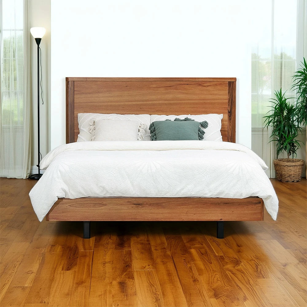 LIVARA 425 Queen Bed Frame, Solid Blackwood, Rounded Corners, Minimalist Design, Strong Construction, Contemporary Scandinavian Style, Natural Finish